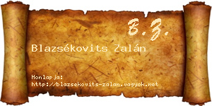 Blazsékovits Zalán névjegykártya